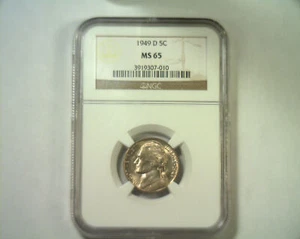 1949-D Jefferson Nickel NGC MS 65 BONITA MONEDA ORIGINAL DE BOBS MONEDAS ENVÍO RÁPIDO - Imagen 1 de 2