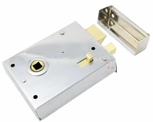 Polished Chrome Rim Latch Lock With Locking Snib Traditional Door Set Cottage - Picture 1 of 9