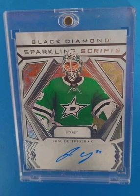 Jake Oettinger Auto Black Diamond Sparkling Scripts Rookie Year Autographed - Image 1 of 4