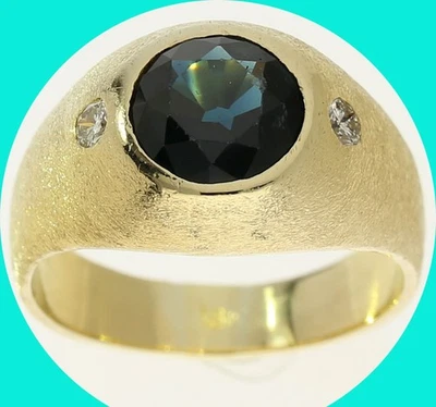 Anel masculino vintage de safira com diamante natural 0,85 quilates ouro amarelo 18K tamanho 9,25 - Imagem 1 de 4