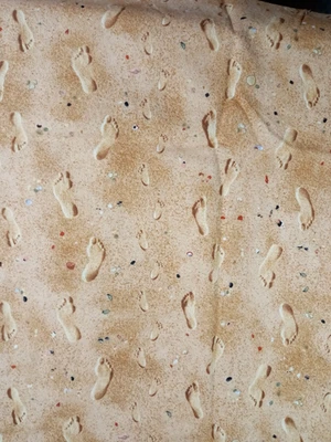 Fabric Elizabeth's Studio Patt #418 Footprints in the Sand 33" x 43" 100% Cotton - Image 1 of 4