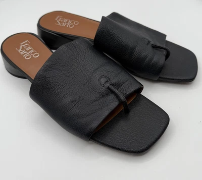 Franco Sarto Sandals Womens Black Leather Slip On Toe Loop Block Heel Shoes 10M - Image 1 of 4