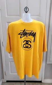 Stussy Vintage SS t-shirt Yellow and black Spellout tag msde in Mexico sz XXL - Picture 1 of 7