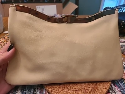 Vintage Clutch Shoulder Bag Cream With Gold Hardware. Strap Included - Image 1 of 4