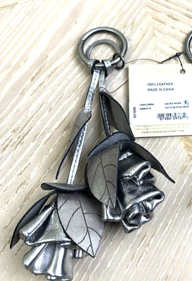 NUEVO CON ETIQUETAS PATRICIA NASH PLATINO PLATA CUERO ROSEBUD BOLSO ENCANTO BORLA Foto 1 de 4