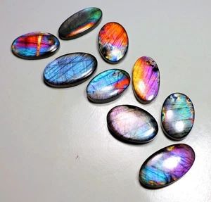 248 Ct Natural Bulk Lot Purple Fire Labradorite Oval Cabochon Gemstone RK-176 - Picture 1 of 2