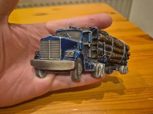 Great American Buckle Co Chicago Belt Buckle Vintage 1980 Logging Truck Metal - Picture 1 of 7