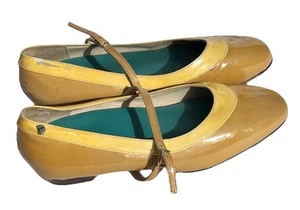 Bared Size 41 (10.5 Aus) Mustard Yellow Patent Leather Ballet Flats Aus Brand - Picture 1 of 15