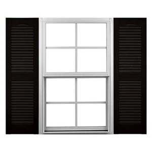 Mid America Open Louver Vinyl Shutters, 14.5” X 36”, Louver 002 Black (1 Pair) - Picture 1 of 2