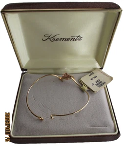 Krementz Gold Tone Rose Bangle Bracelet Vintage 2.25"x1.75" Opening New Box Tag - Picture 1 of 9