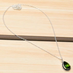 Chrome Diopside Gemstone Pendant Necklace 925 Sterling Silver Chain Jewelry - Picture 1 of 4