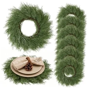 Weihnachten Tischsets 6er Set Rund Grünzeug Platzsets Xmas Tannennadeln - Bild 1 von 6