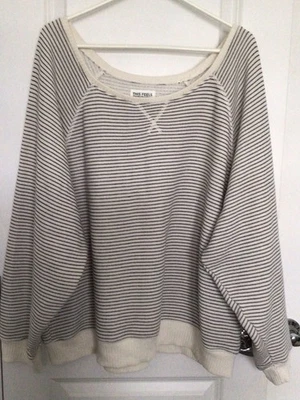 AMERICAN EAGLE-Talla XL/TG/EXG-Sudadera a Rayas para Mujer-Gran Tamaño-Hombro Descubierto Foto 1 de 4