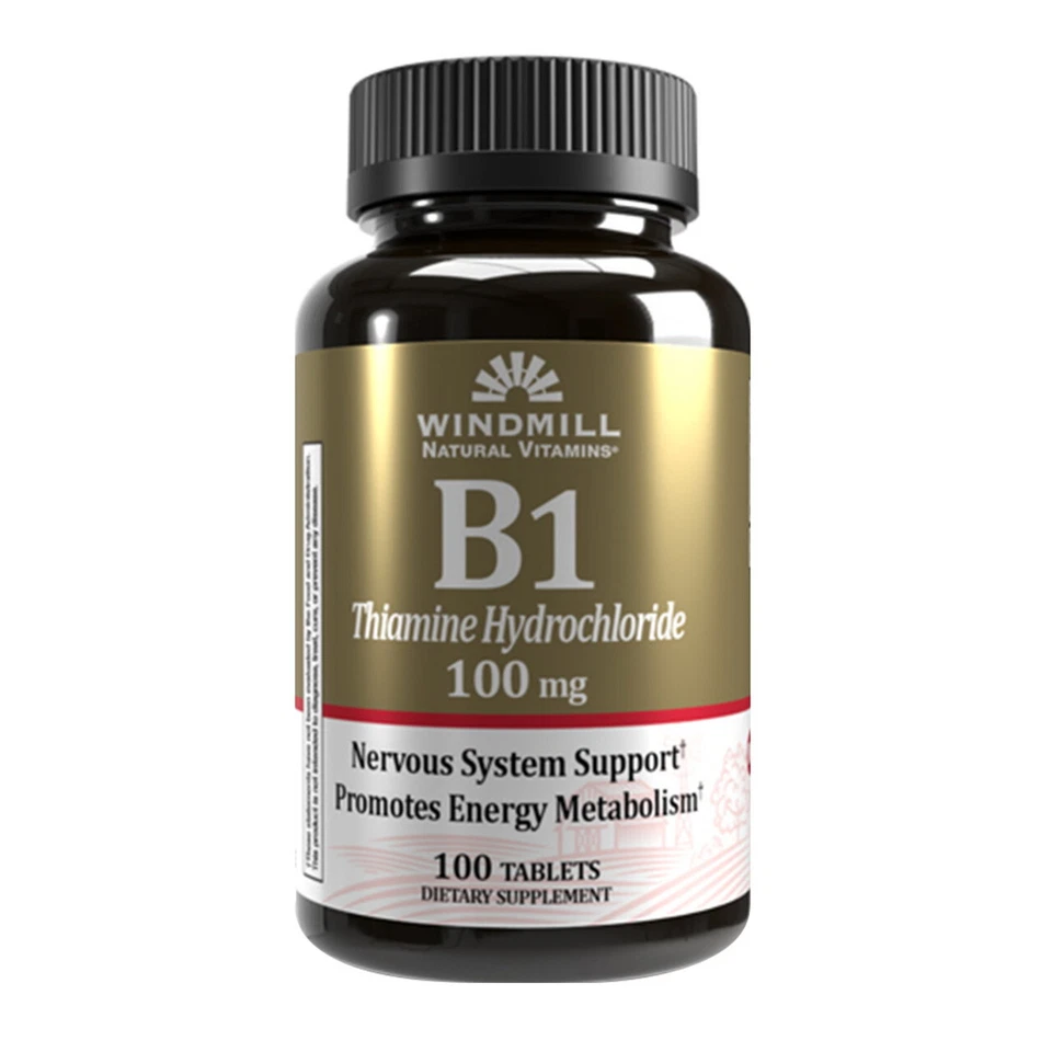 Windmill Natural Vitamina B-1 Apoya Sistema Nervioso Tabletas 100 mg 100 unidades Foto 1 de 2