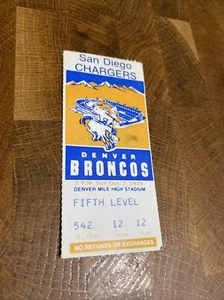 Talón de boleto de la NFL 1979 - San Diego Chargers @ Denver Broncos - 7 de octubre de 1979 - Imagen 1 de 5