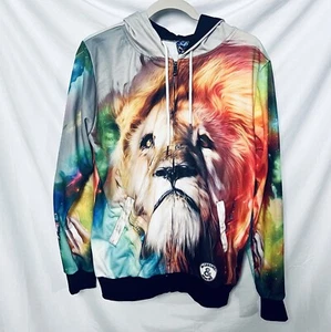 Mr 1991 INC & Miss Long Sleeve Light Weight Lion Head L All Over Print Hoodie - Picture 1 of 8