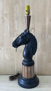 SELTENE Pferdekopf Tischlampe Vintage MCM Kunststoff & Nussbaumholz - Bild 1 von 17