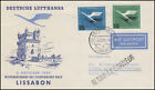 Erstflug Lufthansa Frankfurt - Lissabon MiF 206+207 Lp.-Brief FRANKFURT 2.10.55