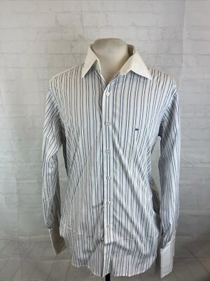 Мужская хлопковая сорочка в белую полоску Turnbull & Asser 16,5 495 долл. США - Изображение 1 из 4