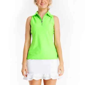 NWT TZU TZU SPORT Melon Neon Lime Allie Sleeveless Racerback Golf Shirt - M - Picture 1 of 2