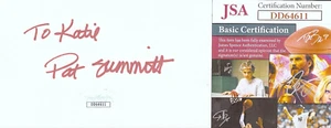 PAT SUMMITT Signed Autograph 3x5 Index Card JSA COA UT Lady Vols Basketball - Picture 1 of 1