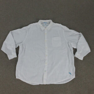 Tommy Bahama Shirt Mens XXXL White Linen Long Sleeve Button Up