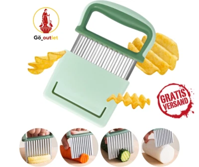 Wellenschneider Edelstahl – Wellenmesser mit Schutzhülle für Pommes & Gemüse - Bild 1 von 4