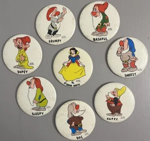 Schneewittchen sieben Zwerge Vintage Pinback Set Disney WDP 3,5 Zoll Pin - Bild 1 von 11