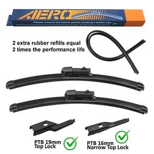 AERO Volkswagen VW CC 2017-2009 24"+19" Premium Beam Wiper Blades (Set of 2) - Imagen 1 de 8