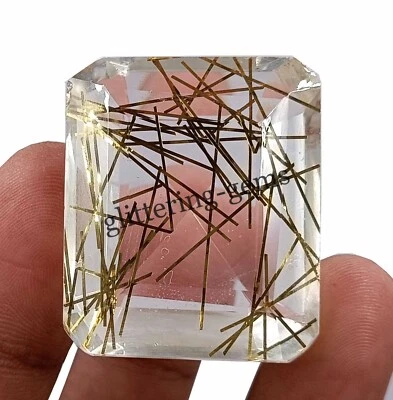 199 CT Top Quality Golden Rutilated Quartz IGL Certified Emerald Cut Gemstone SA - Image 1 of 4