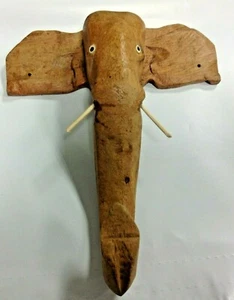 Madera tallada cabeza de elefante gancho de pared colgador safari abrigo animal sombrero bufanda joyería - Imagen 1 de 10