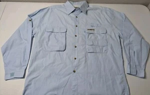 Hook & Tackle Fishing Shirt Men's L Blue Button Up Long Sleeve Fishing Gear - Picture 1 of 5