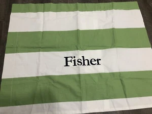 Pottery Barn Kids Green White Stripe  Standard Pillowcase Fisher - Picture 1 of 1