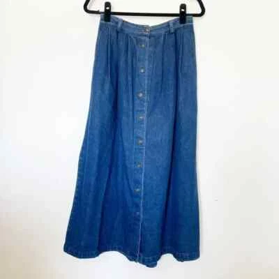Falda Susan Bristol Talla 10 Maxi Denim Botón Delantero Modesto Cottagecore Foto 1 de 4
