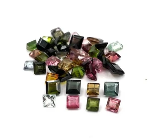 Natural Multi Tourmaline Square Cut Loose Gemstone Lot 13 Pcs 5-6 MM 10 CT - Picture 1 of 4