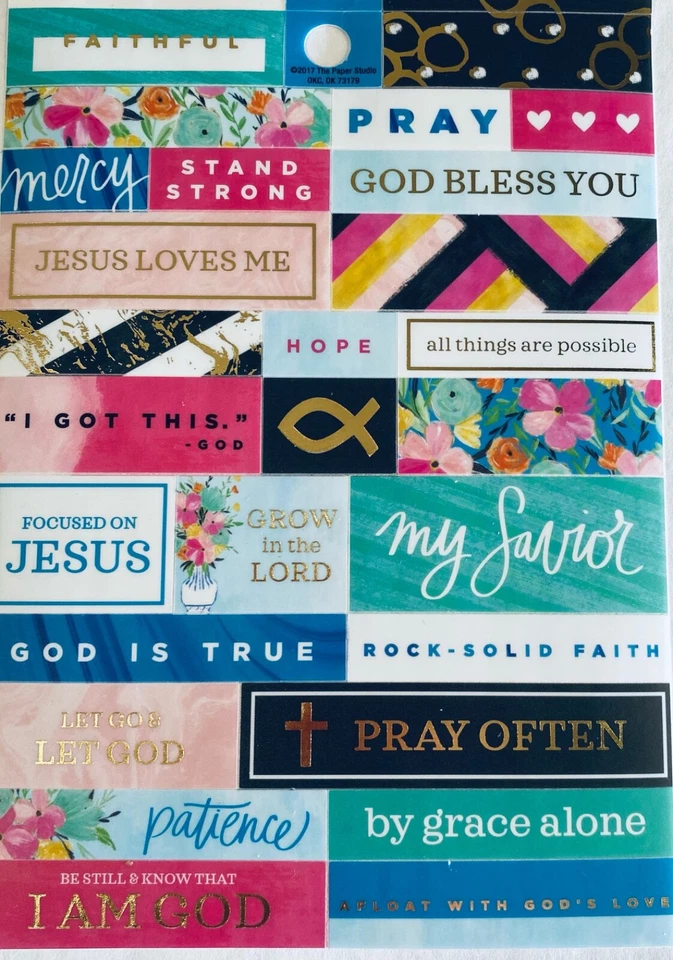 Religious Pray Often God Savior Grace Faith Phrase Foiled Scrapbook Stickers - Image 1 of 1