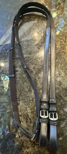 NEW Bobby's Tack Black Web English Reins & Leather Stops Buckle Ends 56" - Picture 1 of 2