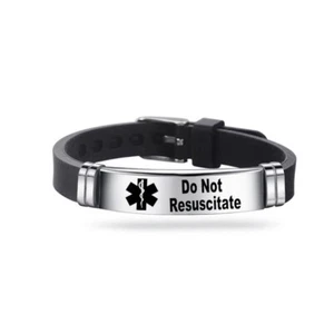 Do Not Resuscitate Medical Alert Adjustable Bracelet Stainless Steel DNR UK - Picture 1 of 3