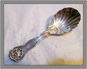 Antique GEORGE III c1810 English Sterling - 4.25" SHELL DETAIL CADDY SPOON NR