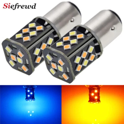 2x Dual Color 1157 BAY15D LED Switchback Amber Ice Blue DRL Turn Signal Bulb 12V Foto 1 de 4
