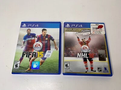 Sony PlayStation 4 NHL 16 and FIFA 15 Lot of 2 Excellent Condition Great Bundle - Image 1 of 4