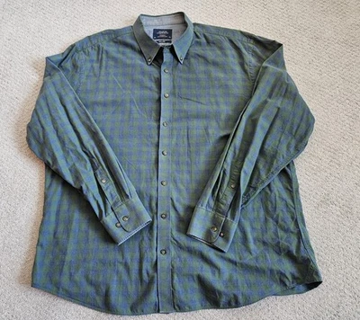 Camisa de fin de semana Charles Tyrwhitt XXL calce ajustado verde azul a cuadros 100 % algodón Foto 1 de 4