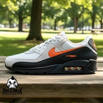Nike Air Max 90 Zapatos Gris Amplio Seguridad Naranja IF0670-003 Hombres Tallas NUEVO Foto 1 de 4