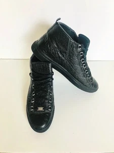 Scarpe sneakers alte Balenciaga Arena uomo 14 47 pelle nera stringate - Foto 1 di 6