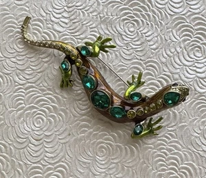 Vintage style oversized lizard brooch & pendant enamel on metal - Picture 1 of 6