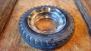 VINTAGE DAVIES DUAL-GRIP REIFEN WERBUNG ASCHENBECHER - GUMMI & GLAS - Bild 1 von 7