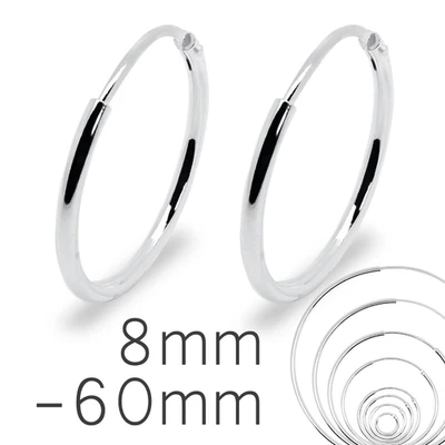 Ohrringe Creolen aus 925 Silber 8mm-60mm Klein bis Groß für Damen Hänger Frauen - Bild 1 von 4