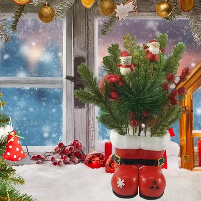 Red Boot Pot for Planter Mantle Gift Holiday Christmas Red Boot Flower Vase - Image 1 of 4