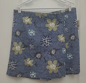 WHITE STAG Skort Women's Sz 16 Floral Slate Blue Cotton Faux Wrap W/ Shorts NWT - Picture 1 of 13