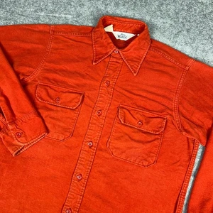 VTG Woolrich Shirt Mens Large Orange Chamois Flannel Long Sleeve Sportsman USA - Picture 1 of 14